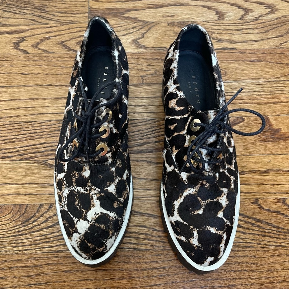 Sandro Leopard Print Chunky Platform Loafers - image 2